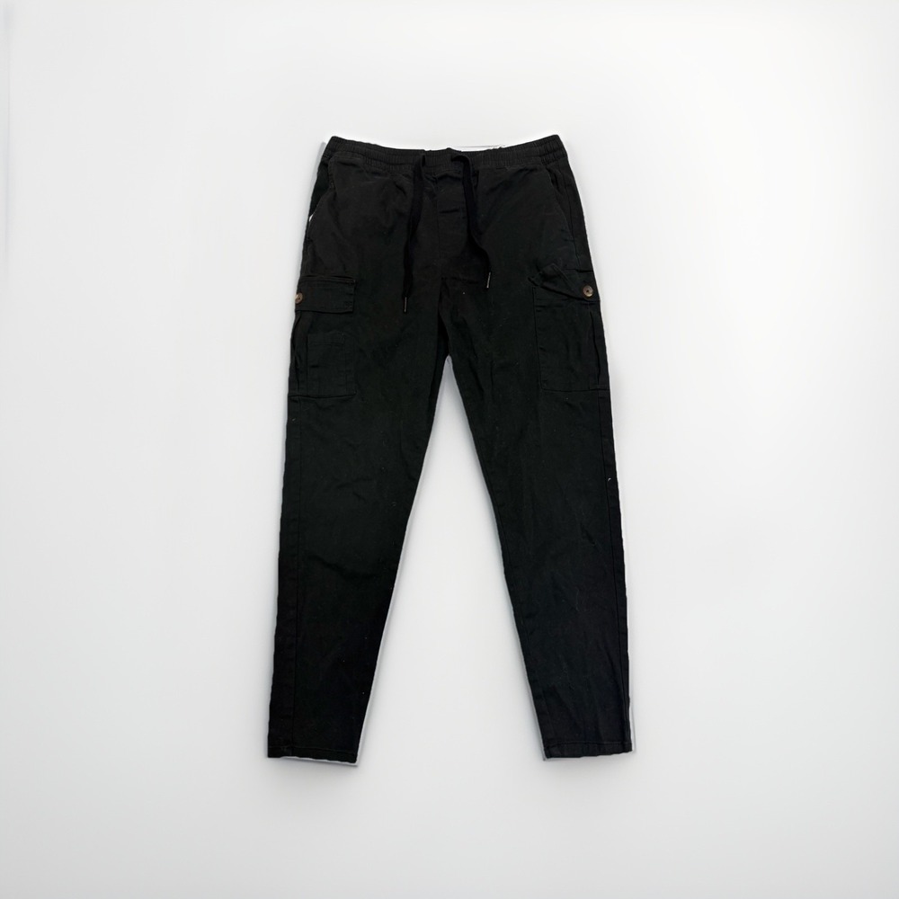 Esc brand black cargo jogger pants, men's large, elastic waist